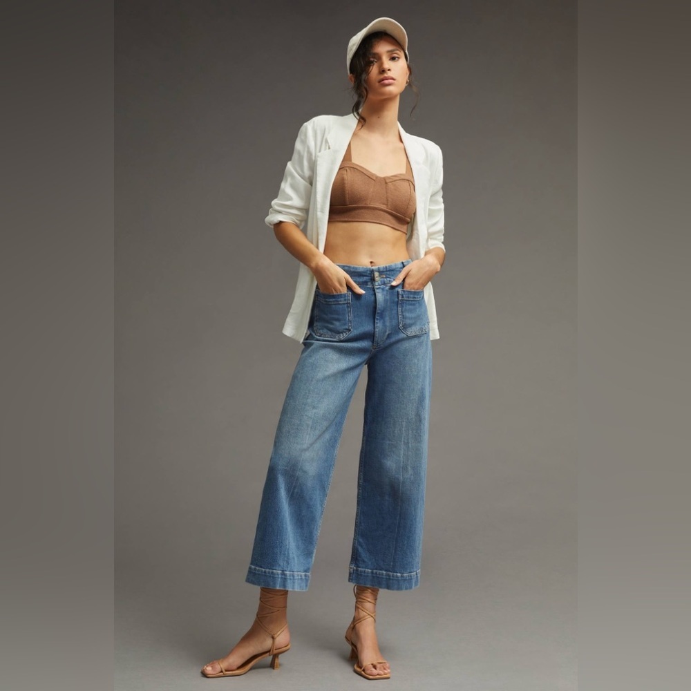 Anthropologie Pilcro The Skipper Denim-Cropped Wide Leg Jeans Size 32